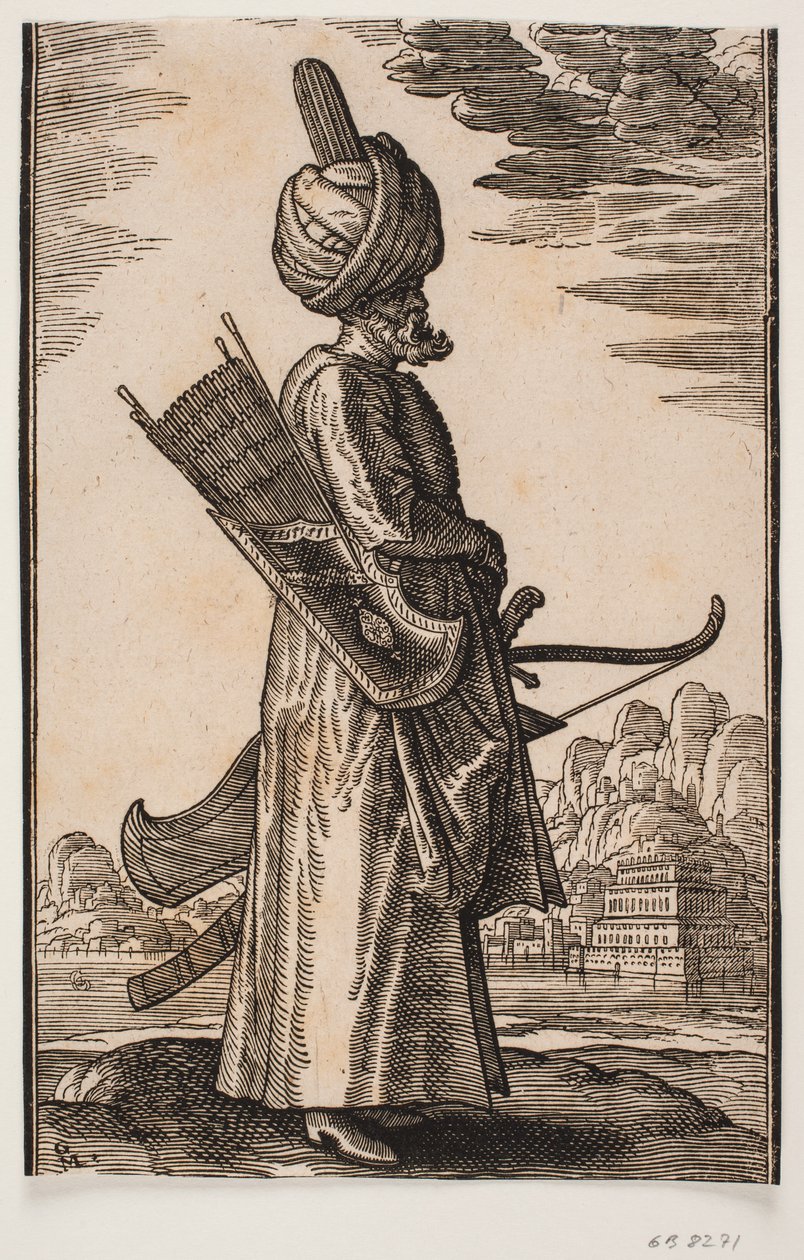 Standing Archer, Profile to the Right by Melchior Lorck