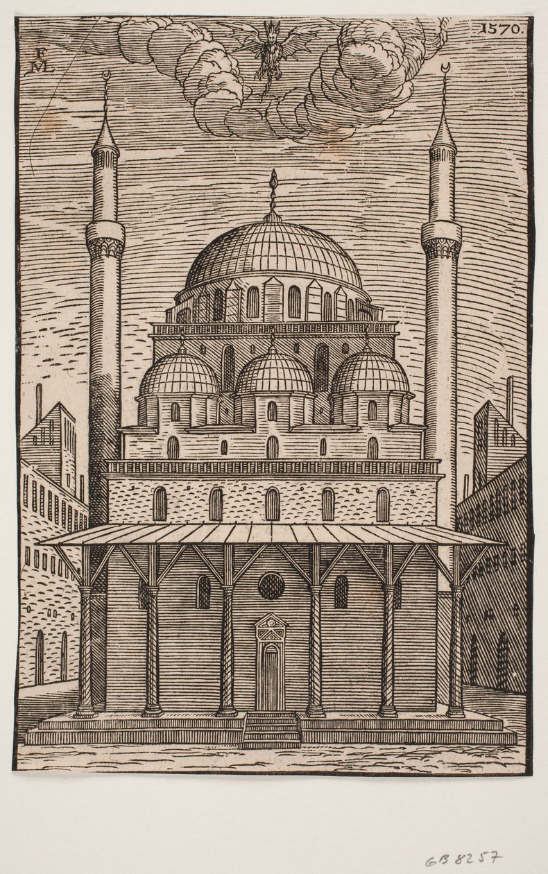 Unidentified Mosque with a Dragon-like Devil Hovering Above by Melchior Lorck