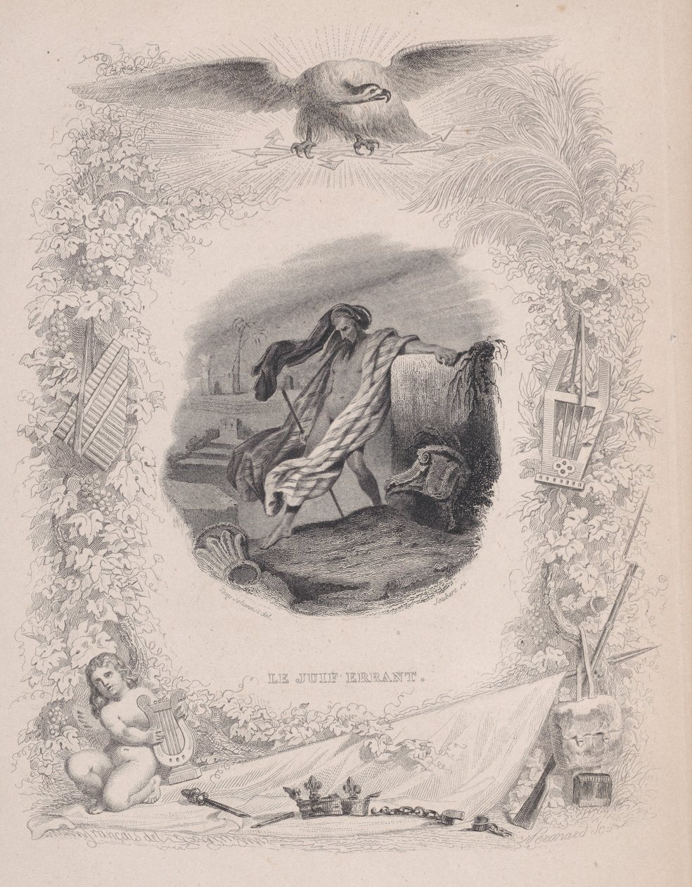 The Wandering Jew, from The Songs of Béranger, 1829 by Melchior Péronard, Joubert