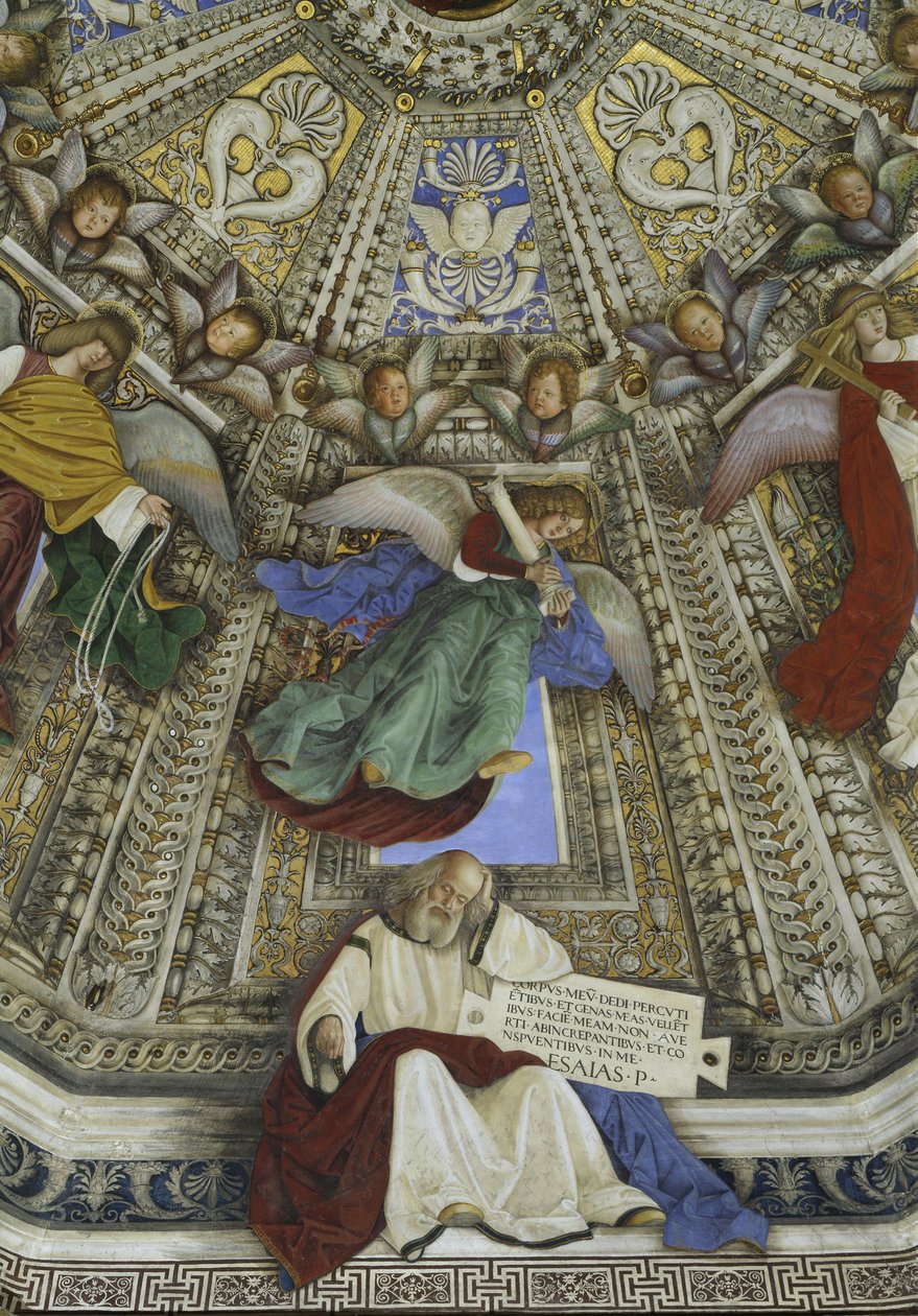 The prophet Isaiah and an Angel, dome of the sacristy of Saint Mark, Santuario della Santa Casa, Loreto by Melozzo da Forli