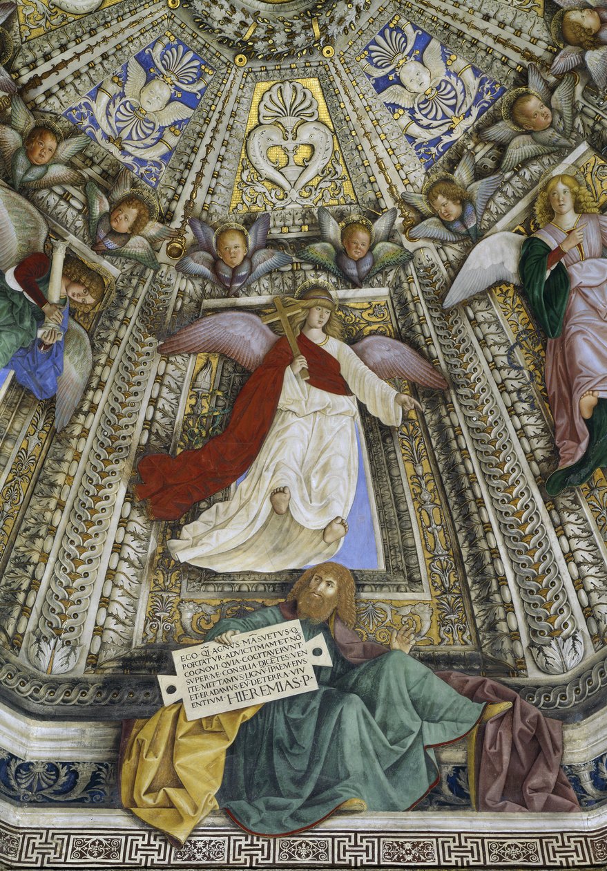 The prophet Jeremiah and an angel, dome of the sacristy of Saint Mark, Santuario della Santa Casa, Loreto by Melozzo da Forli
