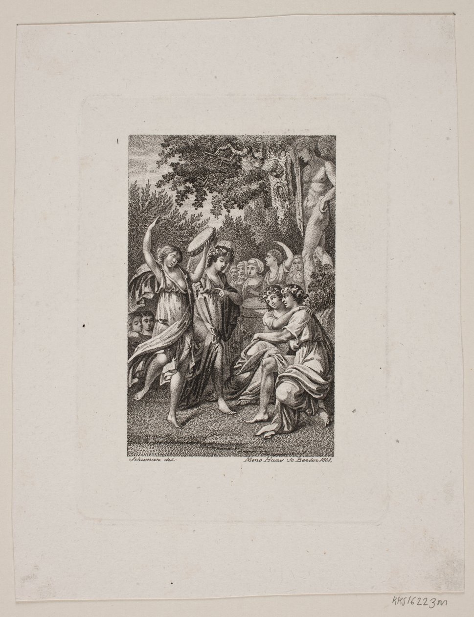 Illustration with Antique-Clad Festive People in a Garden by Meno Haas