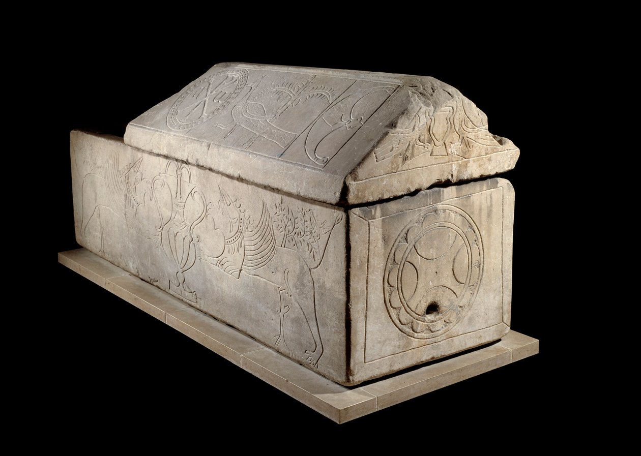 Merovingian Art: Sarcophagus of Charenton sur Cher by Merovingian