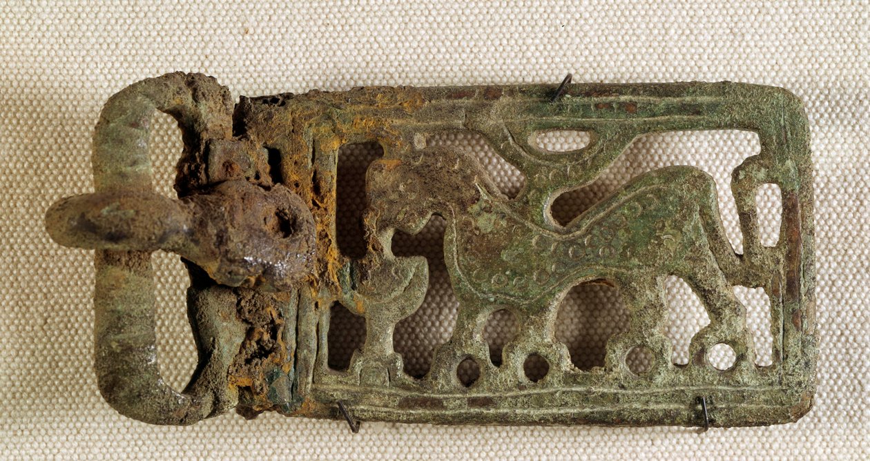 Merovingian Art: Belt Buckle Representing a Fantastic Animal by Merovingian Merovingian