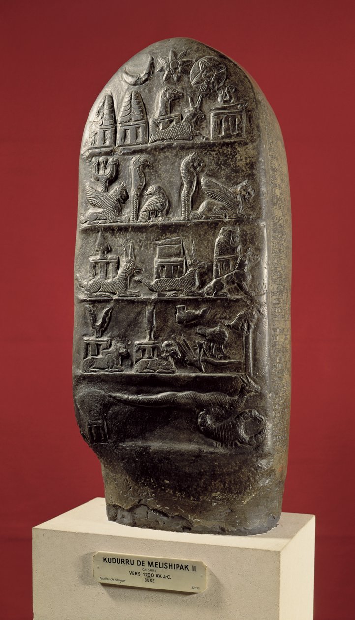 Kudurru of King Melishikhu II Depicting Babylonian Emblems, from Susa by Mesopotamian