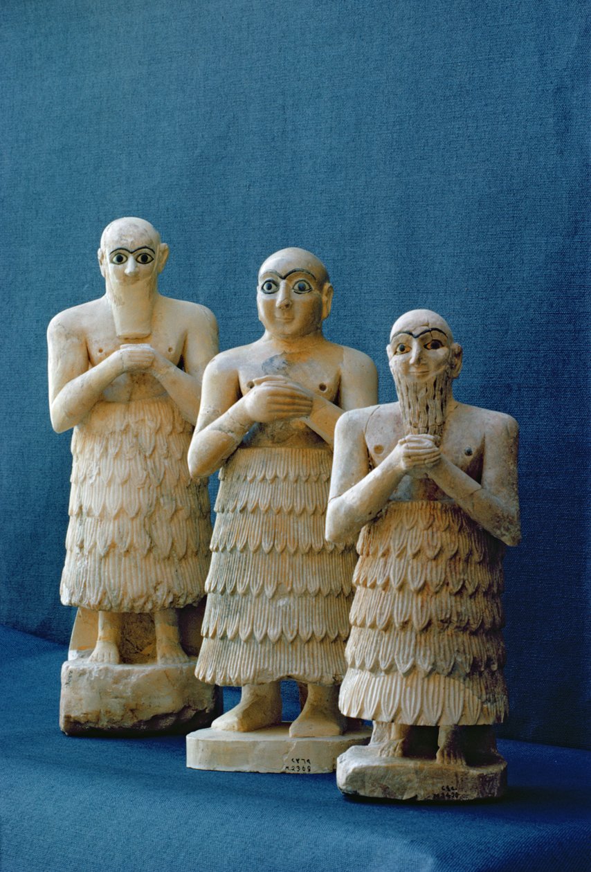 Votive Figures Unearthed at Nippur, Iraq, c.2800 BC by Mesopotamian