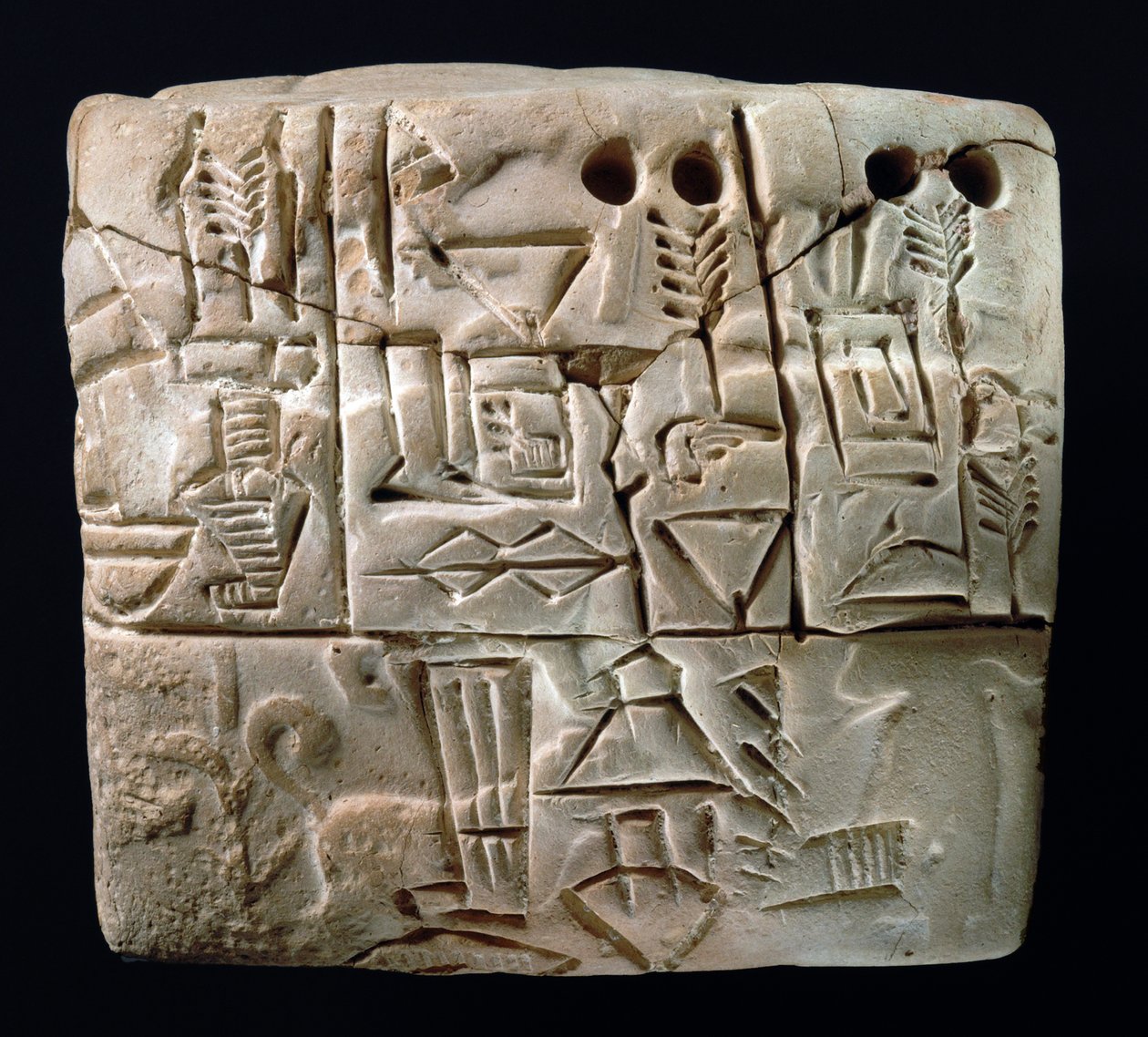 Early Pictographic cuneiform tablet, Mesopotamia, Uruk, c.3100-2900 BC by Mesopotamian Mesopotamian