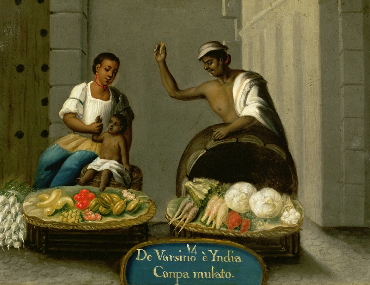 A Man from Varsino and his American Indian Wife, from a series of mixed marriages in Mexico by Mexican School