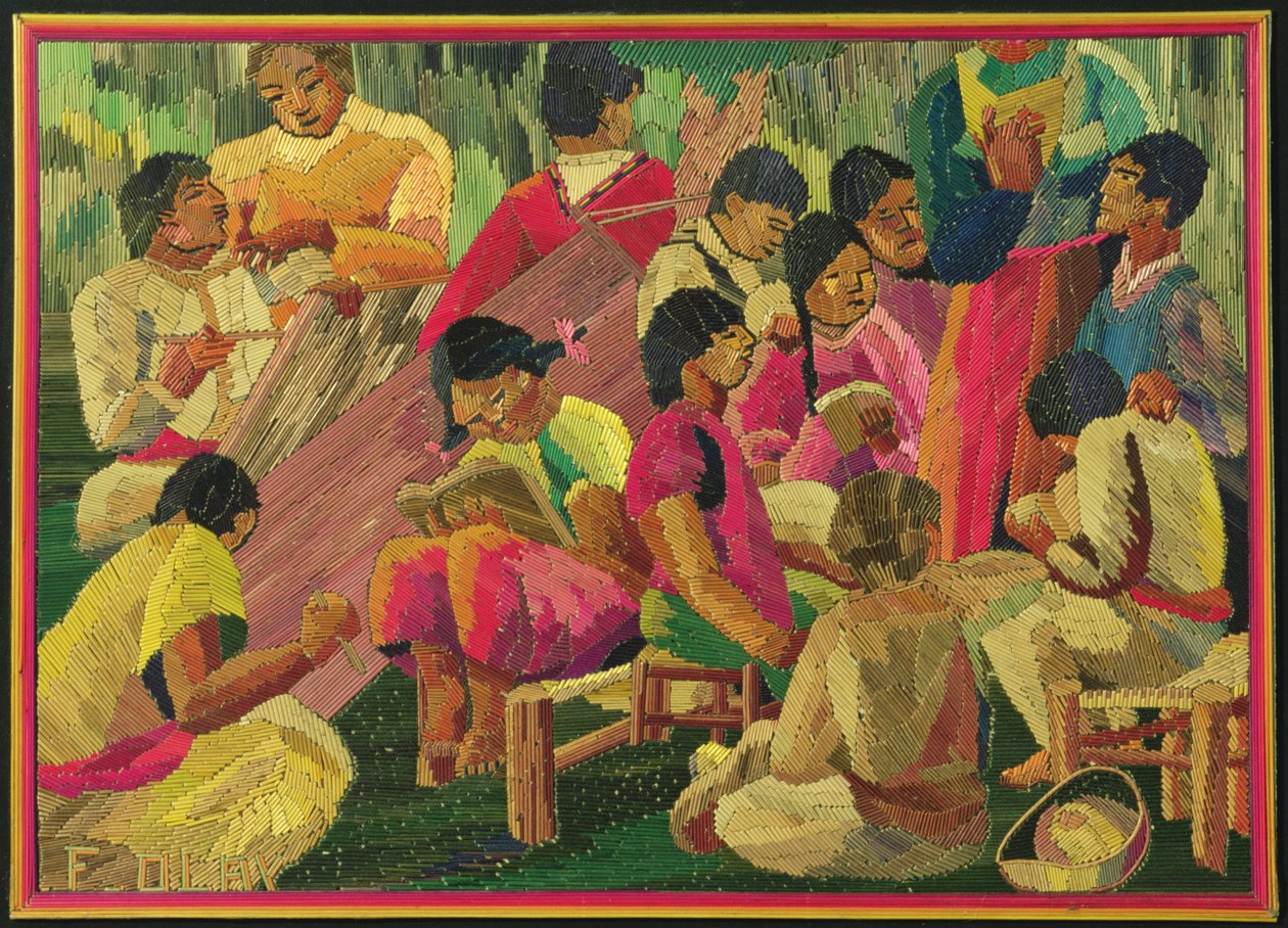 Mexican Village Scene by Mexican School