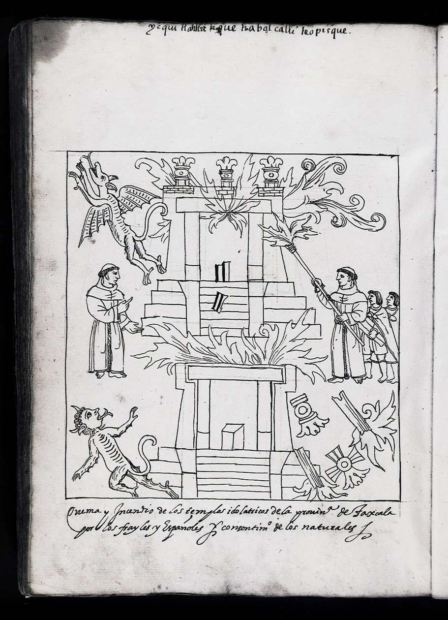 The Burning of the Temples, Tlaxcala, illustration from 