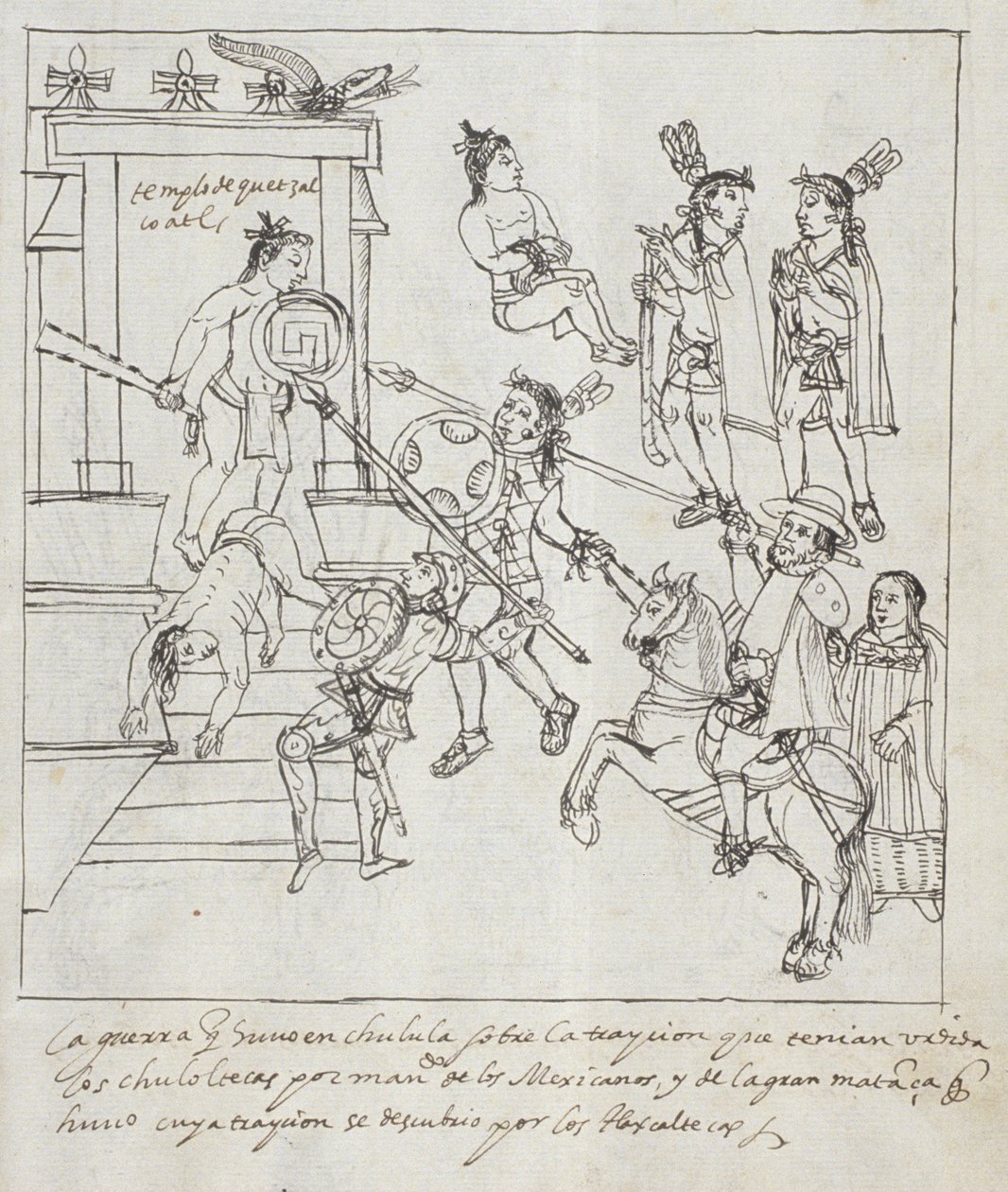 Evangelical Battle, from Historia de Tlaxcala by Diego Munoz Camargo by Mexican School
