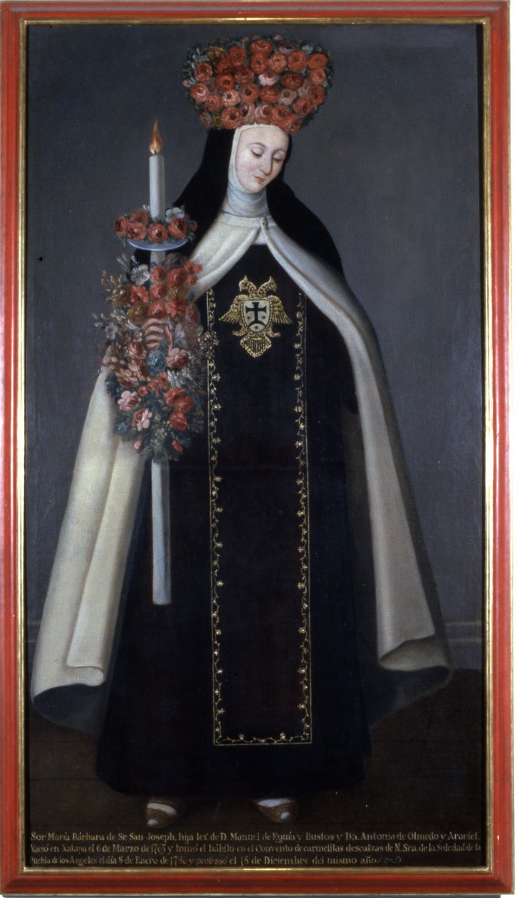 Sister Maria Barbara de St. Joseph Crowned with Flowers, Convento de las Carmelitas, Puebla, Mexico by Mexican School