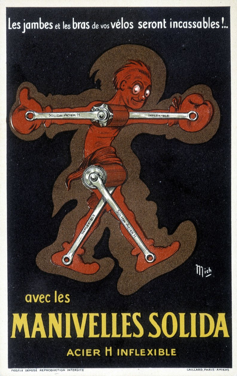 Advertising for Velo Cranks Made of Solid Steel by Mich