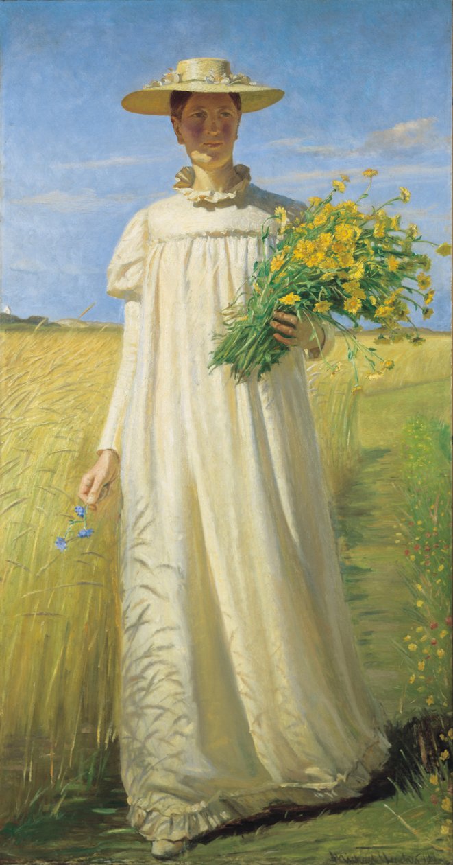 Anna Ancher returning from the field by Michael Peter Ancher