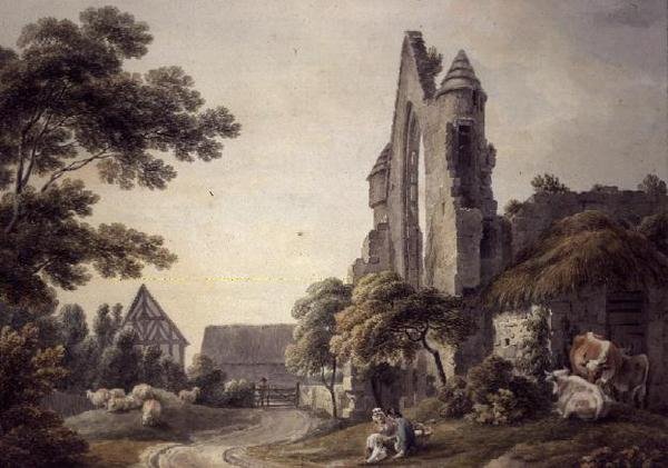 A ruined abbey near a Farmyard by Michael Rooker