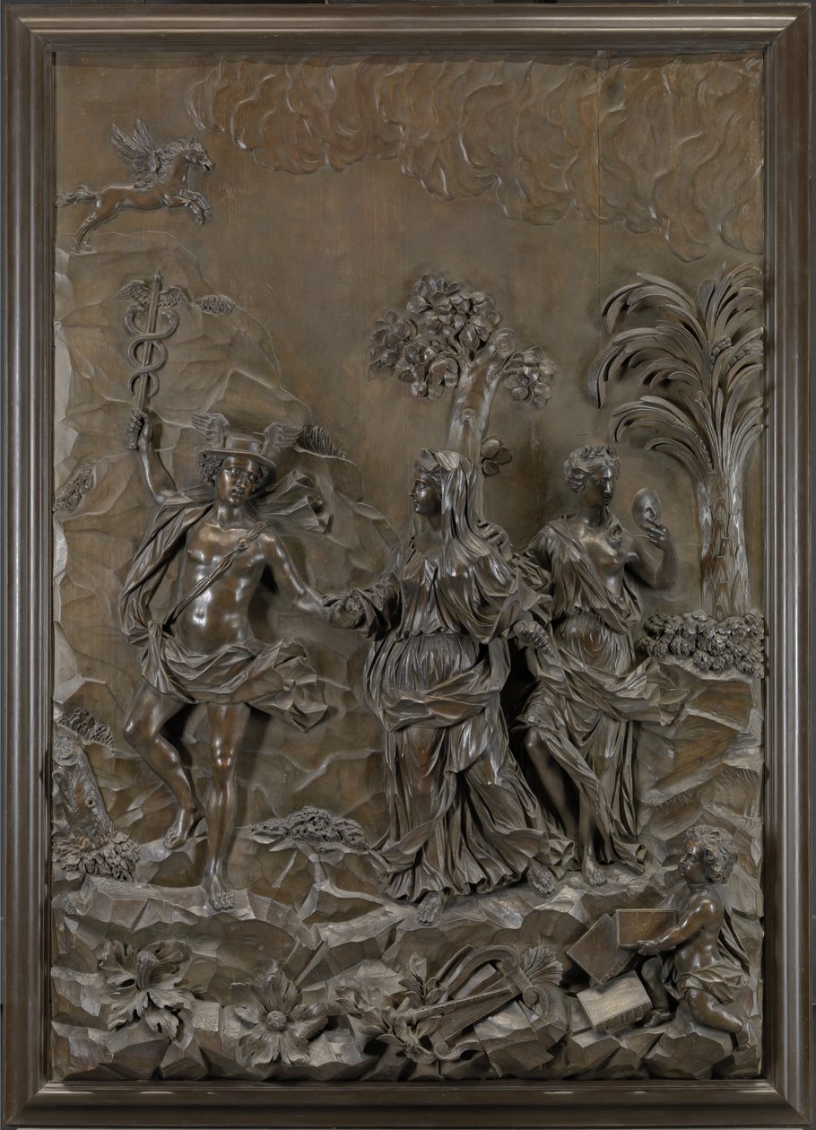 The Stowe Reliefs: Mercury Conducting Tragic and Comic Poetry to the Hill of Parnassus, c.1740 by Michael (attr.to) Chuke