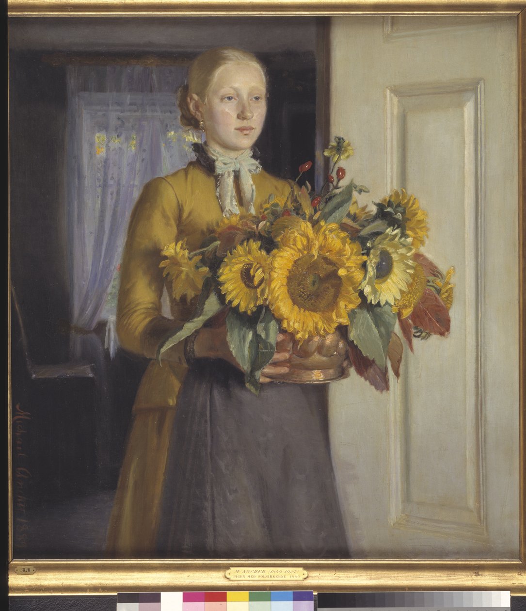 A Girl with Sunflowers by Michael Ancher