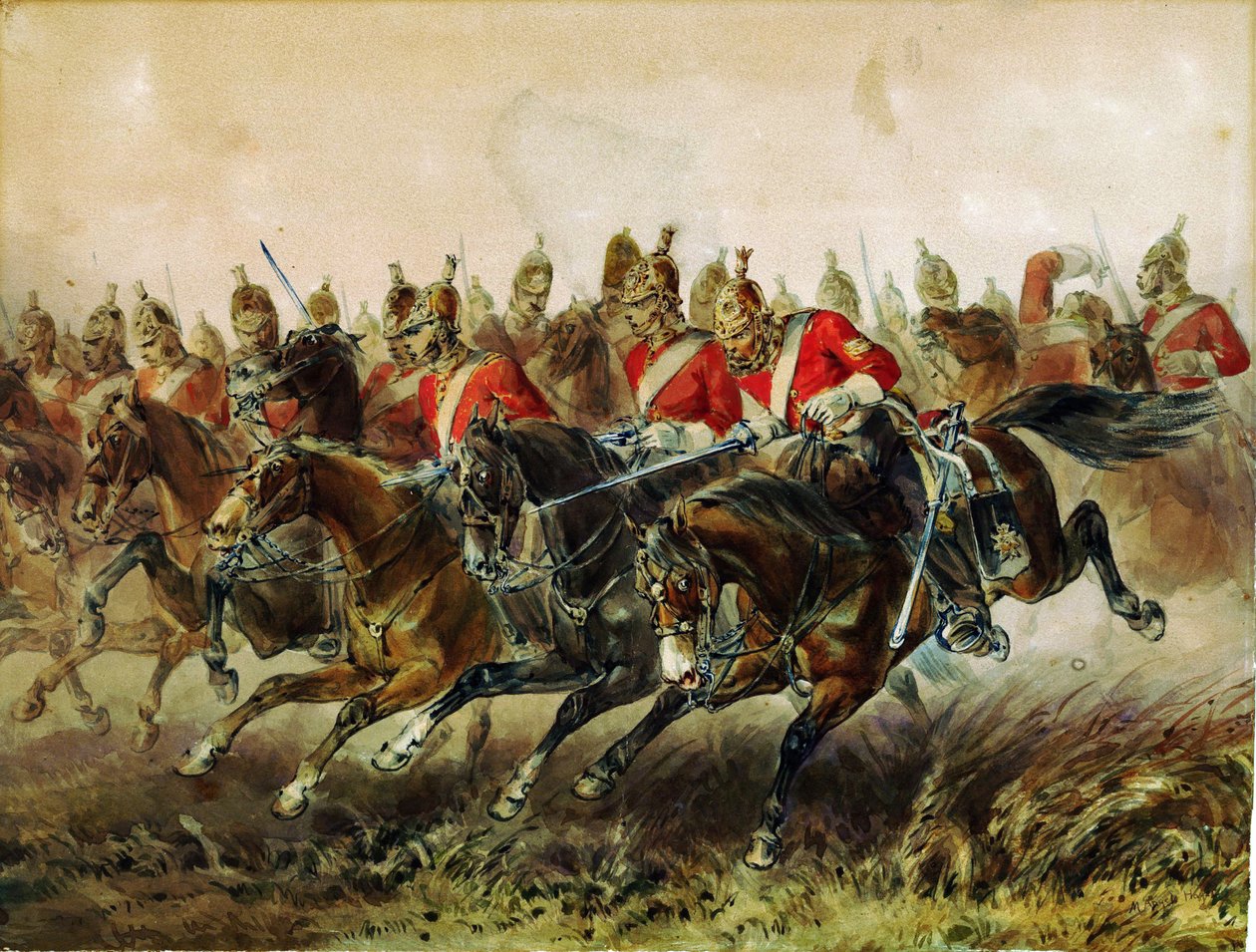 The Charge of the Light Brigade during the Battle of Balaclava - Michael Angelo Hayes (1820-1877) - 1854 - Private Collection by Michael Angelo Hayes