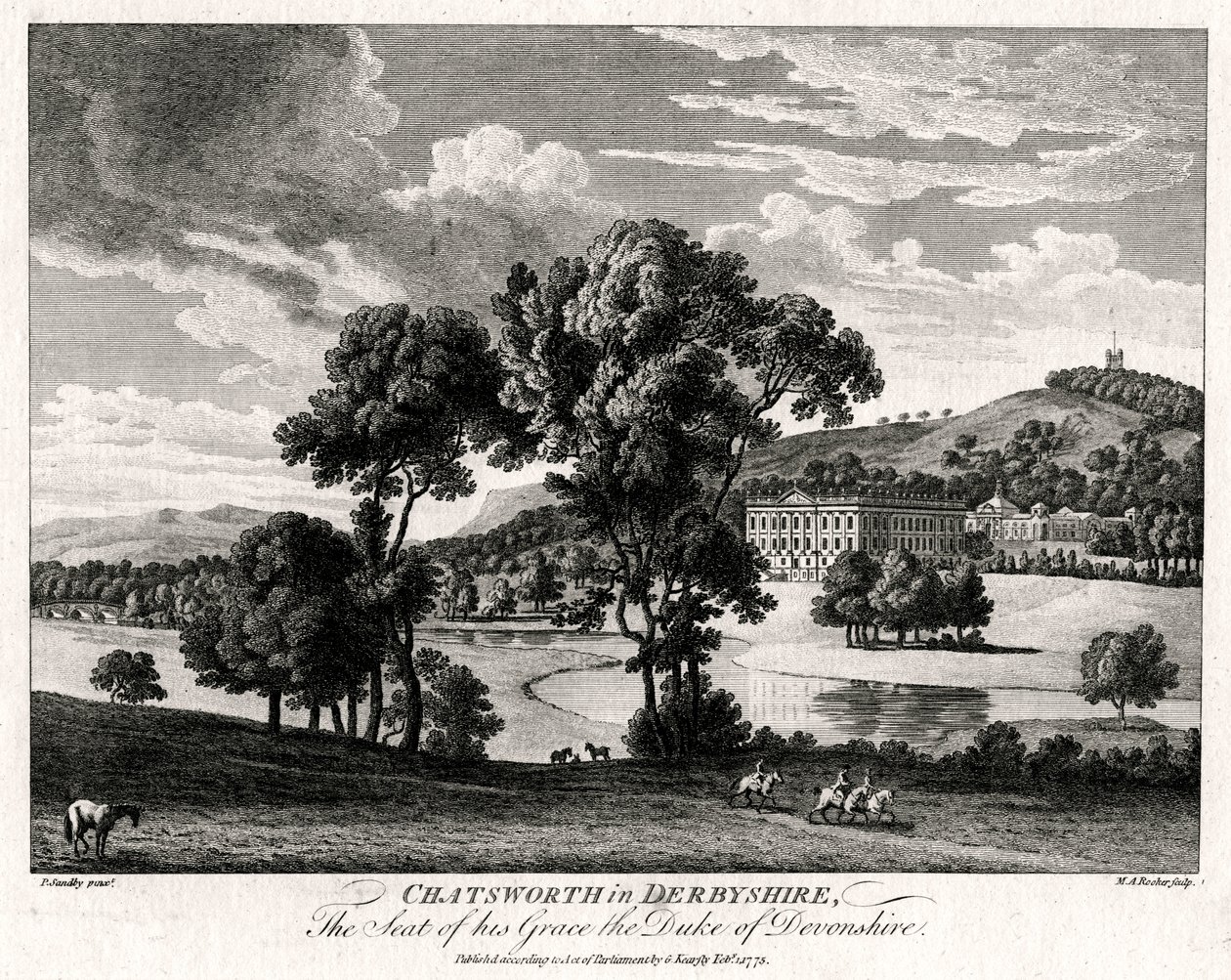 Chatsworth in Derbyshire, The Seat of His Grace the Duke of Devonshire by Michael Angelo Rooker