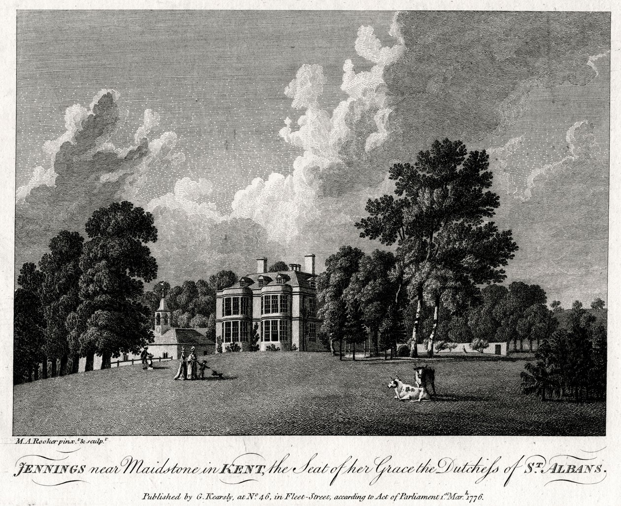 Jennings near Maidstone in Kent, the Seat of her Grace the Duchess of St Albans, 1776 by Michael Angelo Rooker