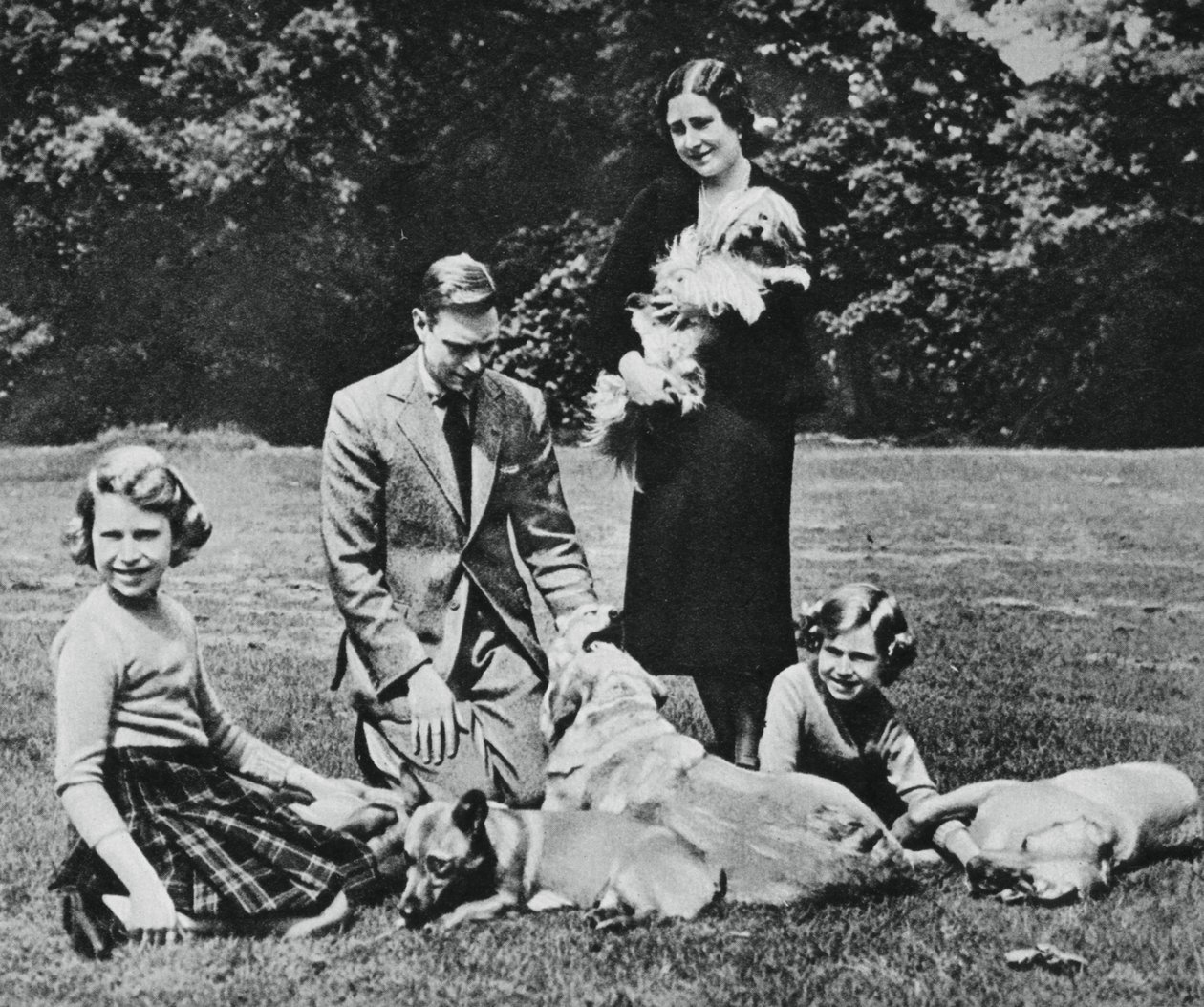 Royal family as a happy group of dog lovers