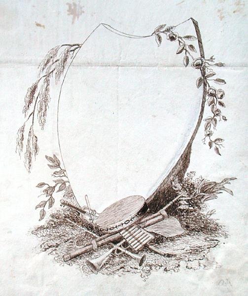 Heart shaped shield with instruments from Michael Faraday