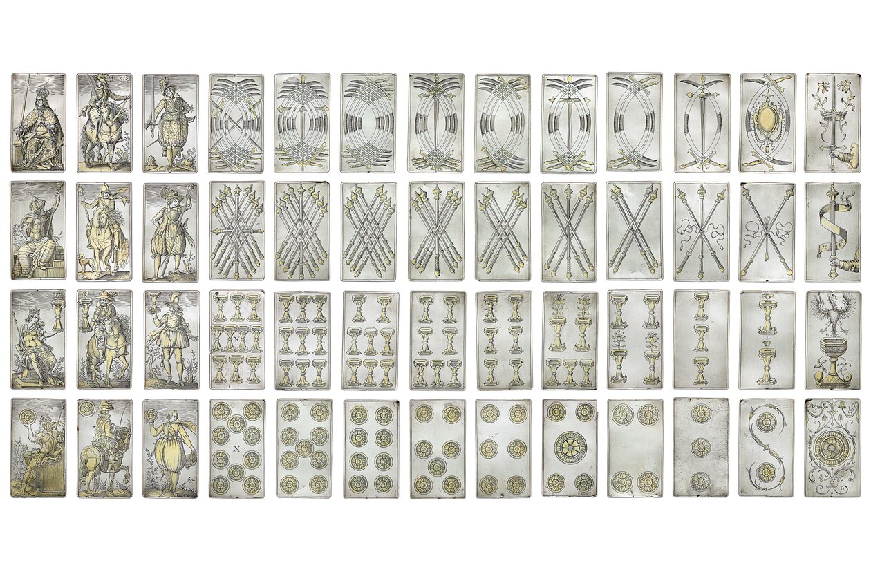 Extremely rare set of 52 playing cards engraved in the four Italian suits, Augsburg by Michael Froemmer
