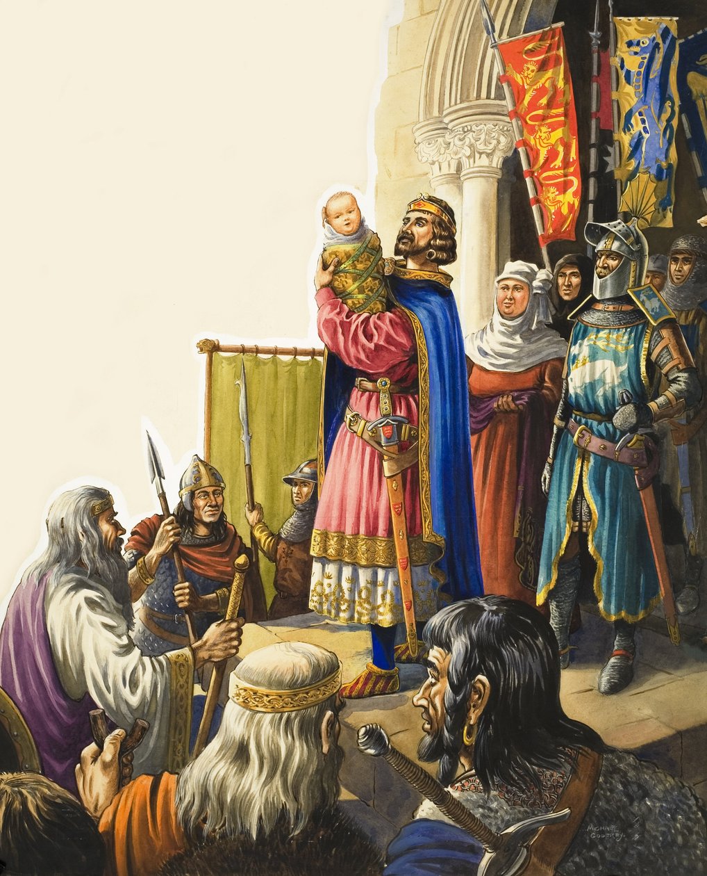 King Edward I Presents His Baby Son by Michael Godfrey