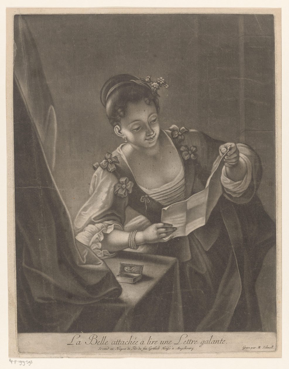 Young Woman Reading a Letter by Michael Schnell