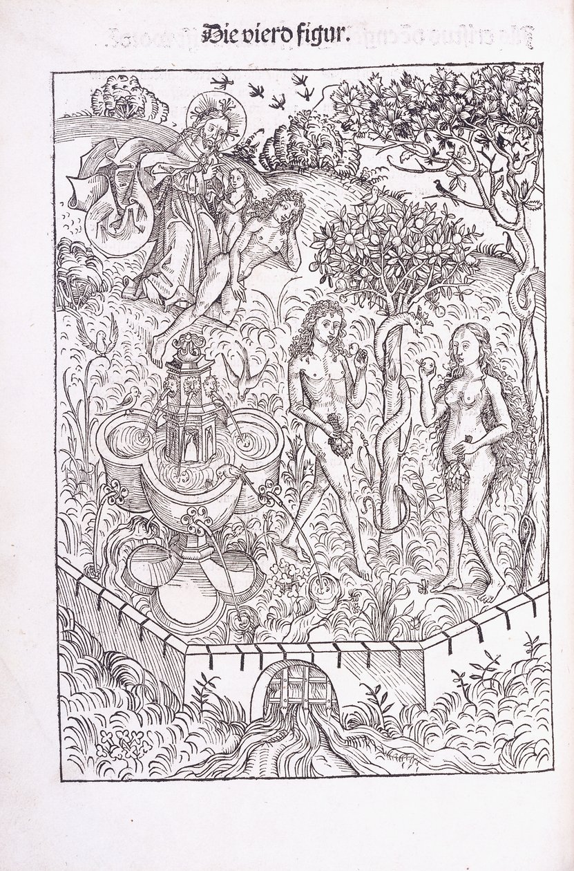 Adam and Eve in the Garden of Eden by Michael Wolgemuth