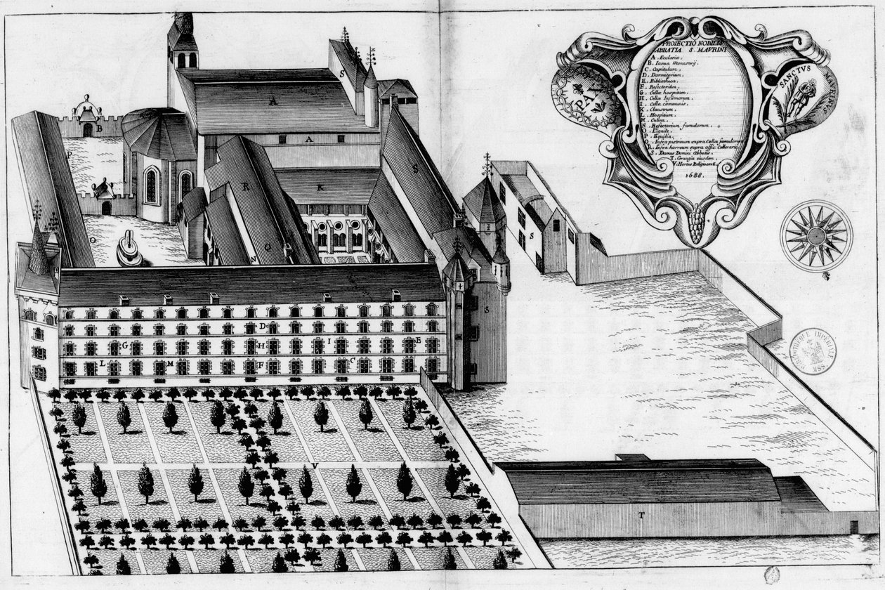 Abbey of Saint-Maurin in Monasticon Gallicanum by Michel Germain