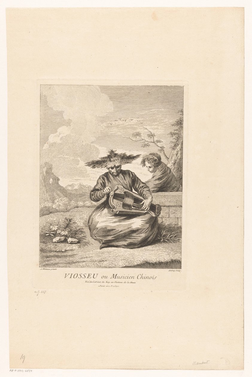 Man in Lotus Position with Hurdy-Gurdy (Series of Asian Scenes from the Collection of the Château de la Muette) by Michel Aubert