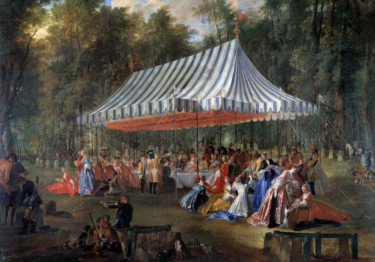 Fete Given by Louis Francois Joseph de Bourbon, Prince of Conti to Hereditary Prince Charles Guillaume Ferdinand of Brunswick Luebourg by Michel Barthelemy Ollivier or Olivier