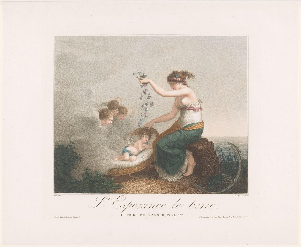 Personification of Hope (Spes) Rocks an Amor to Sleep by Michel Dissard