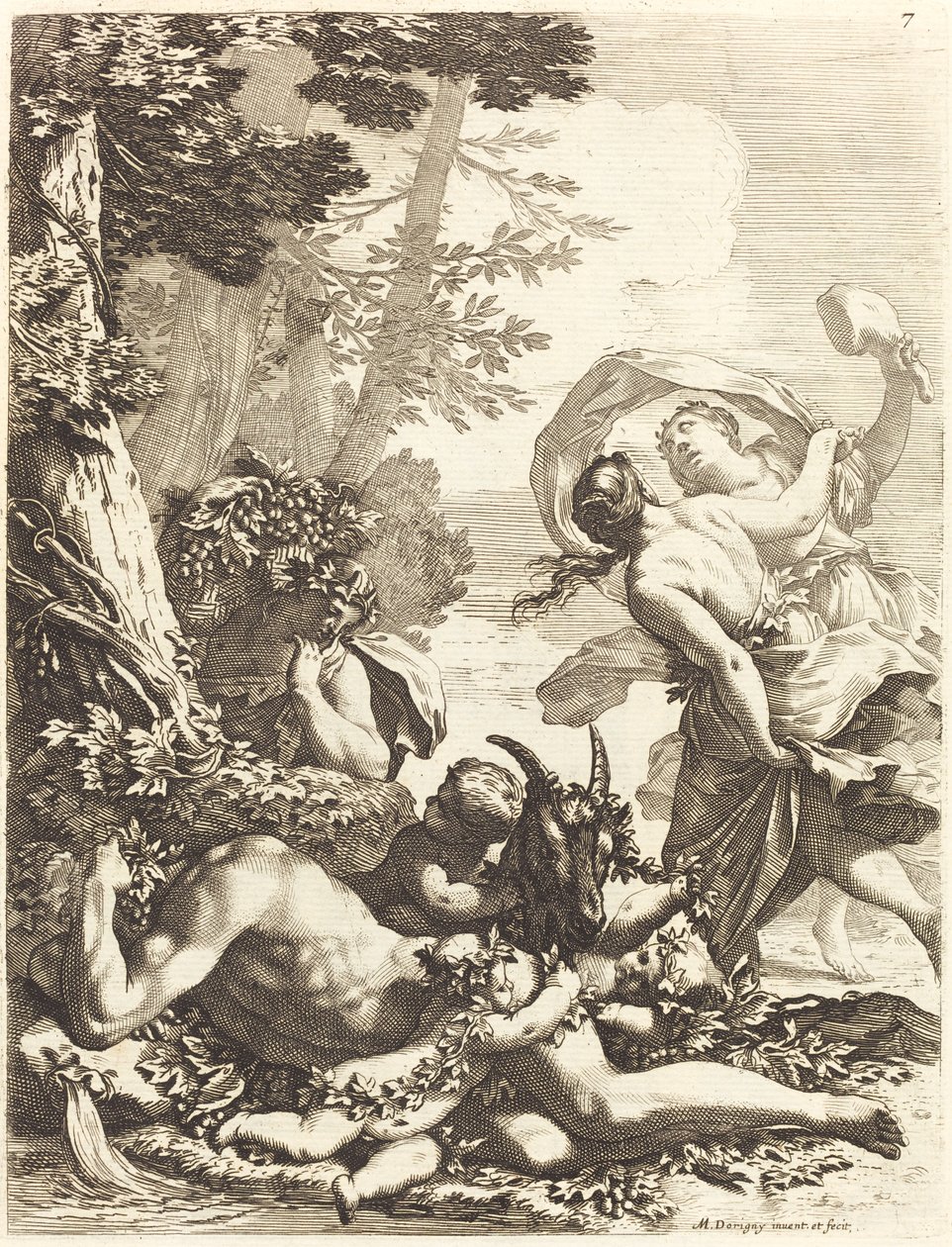 Bacchanal with Sleeping Bacchus by Michel Dorigny