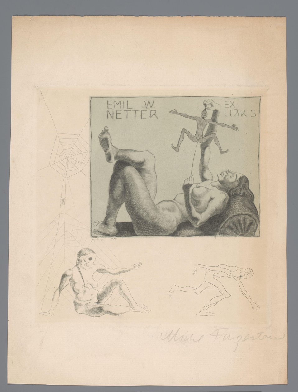 Ex Libris of Emil W. Netter by Michel Fingesten (signed by artist)