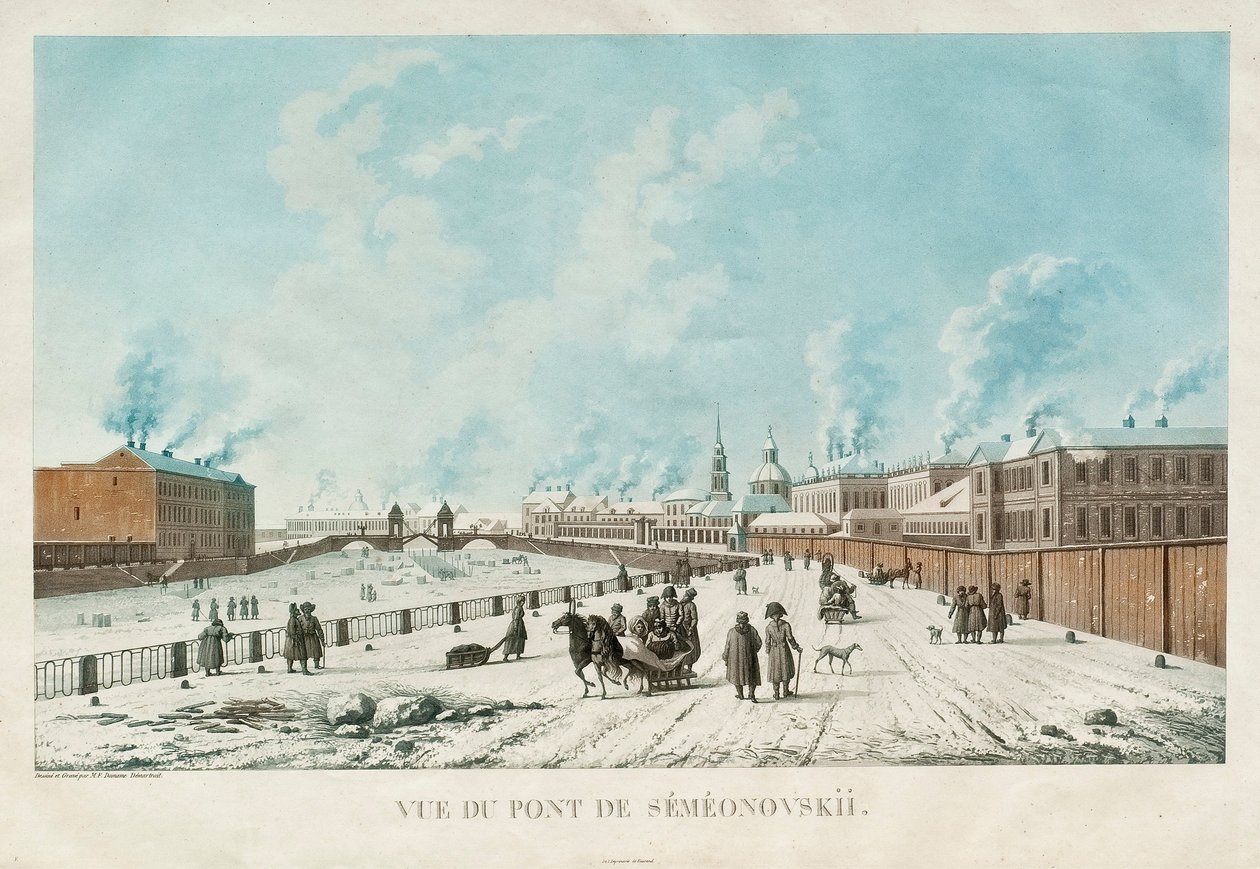 The Semyonovsky Bridge in Saint Petersburg, 1813 by Michel Francois Damam Demartrait
