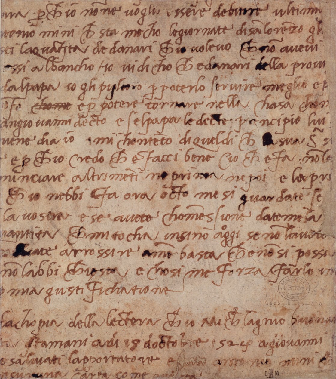 Page of Handwriting by Michelangelo Buonarroti