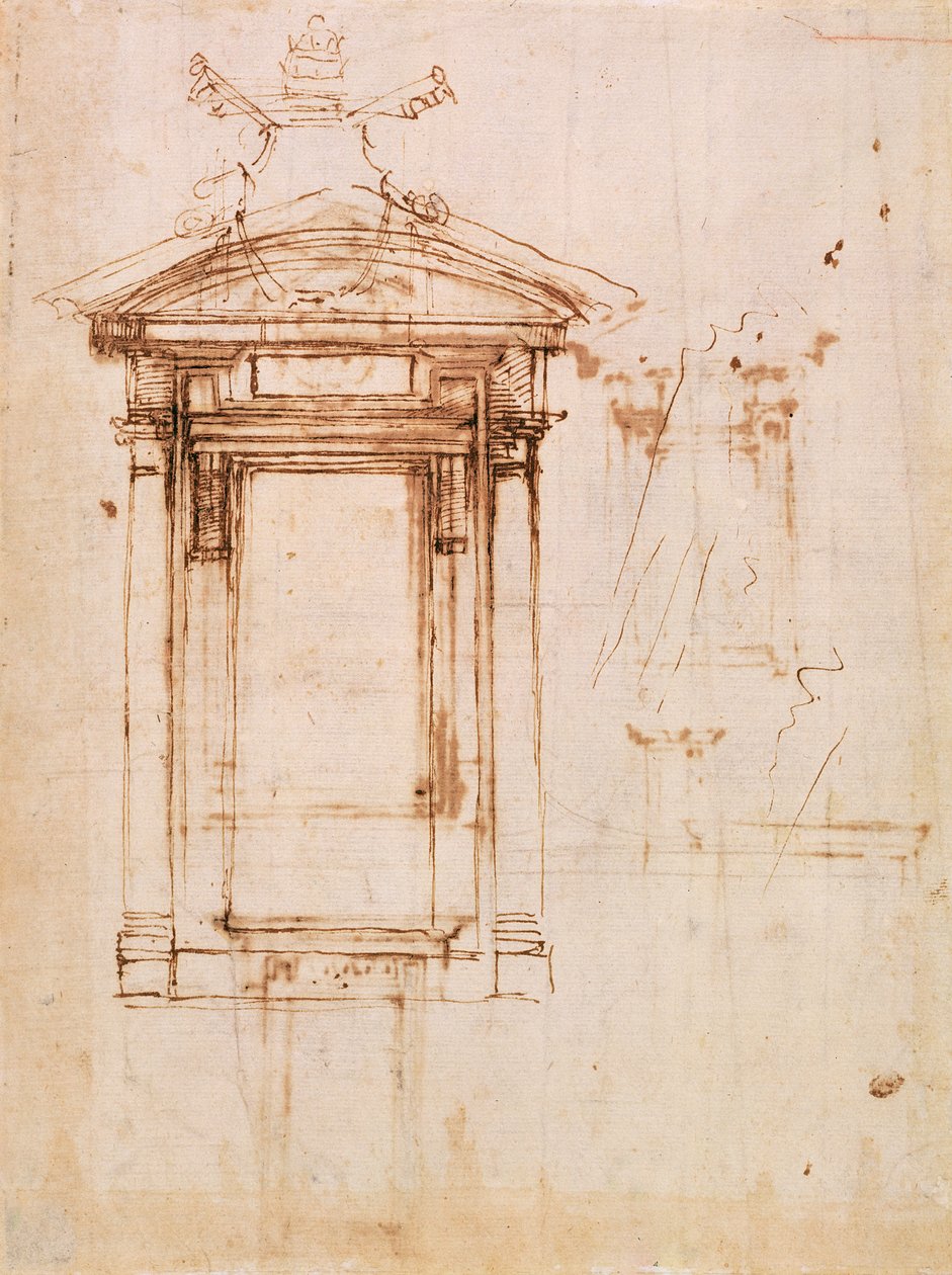 Architectural study by Michelangelo Buonarroti