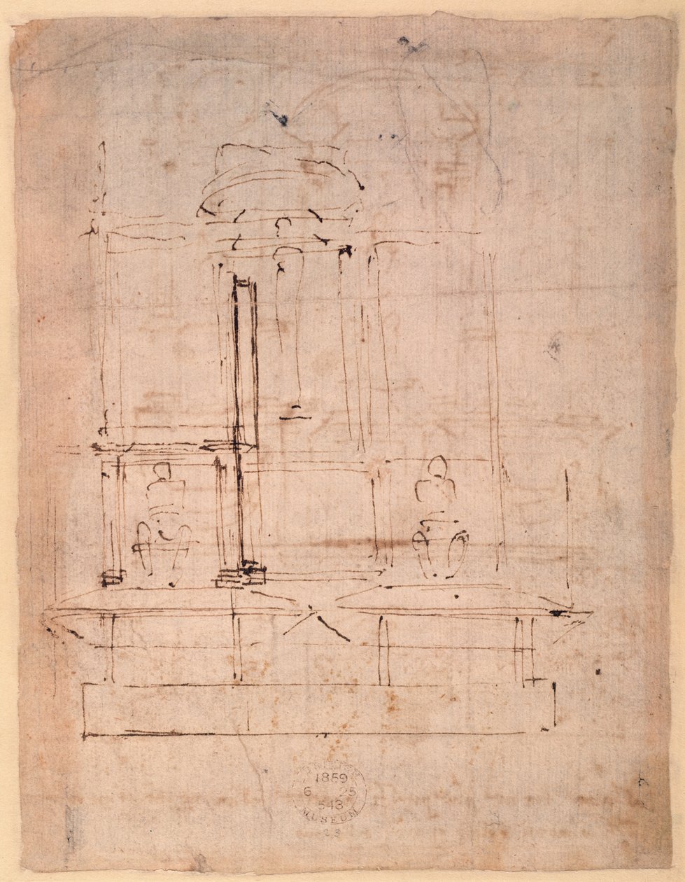 Design for the Tomb of Pope Julius II (1453-1513) (verso) by Michelangelo Buonarroti