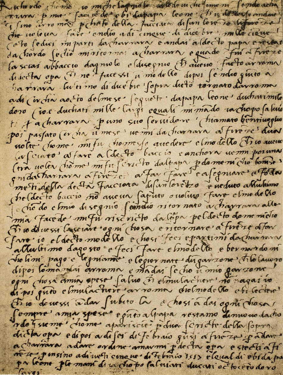 Page of a manuscript by Michelangelo Buonarroti