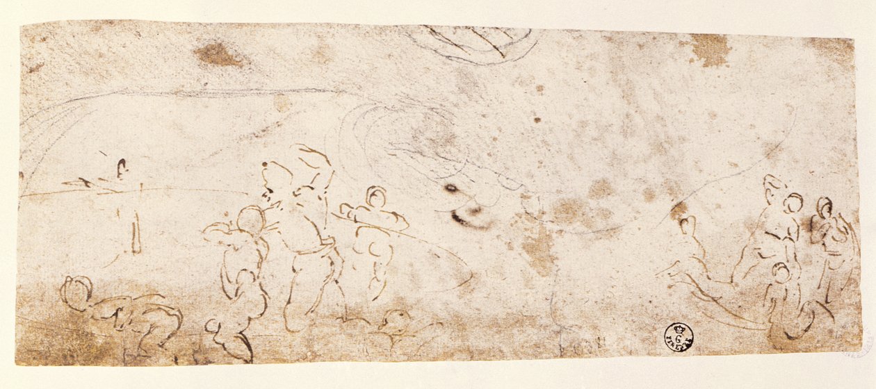 Sistine Chapel Ceiling (1508-12): sketch of figures for 