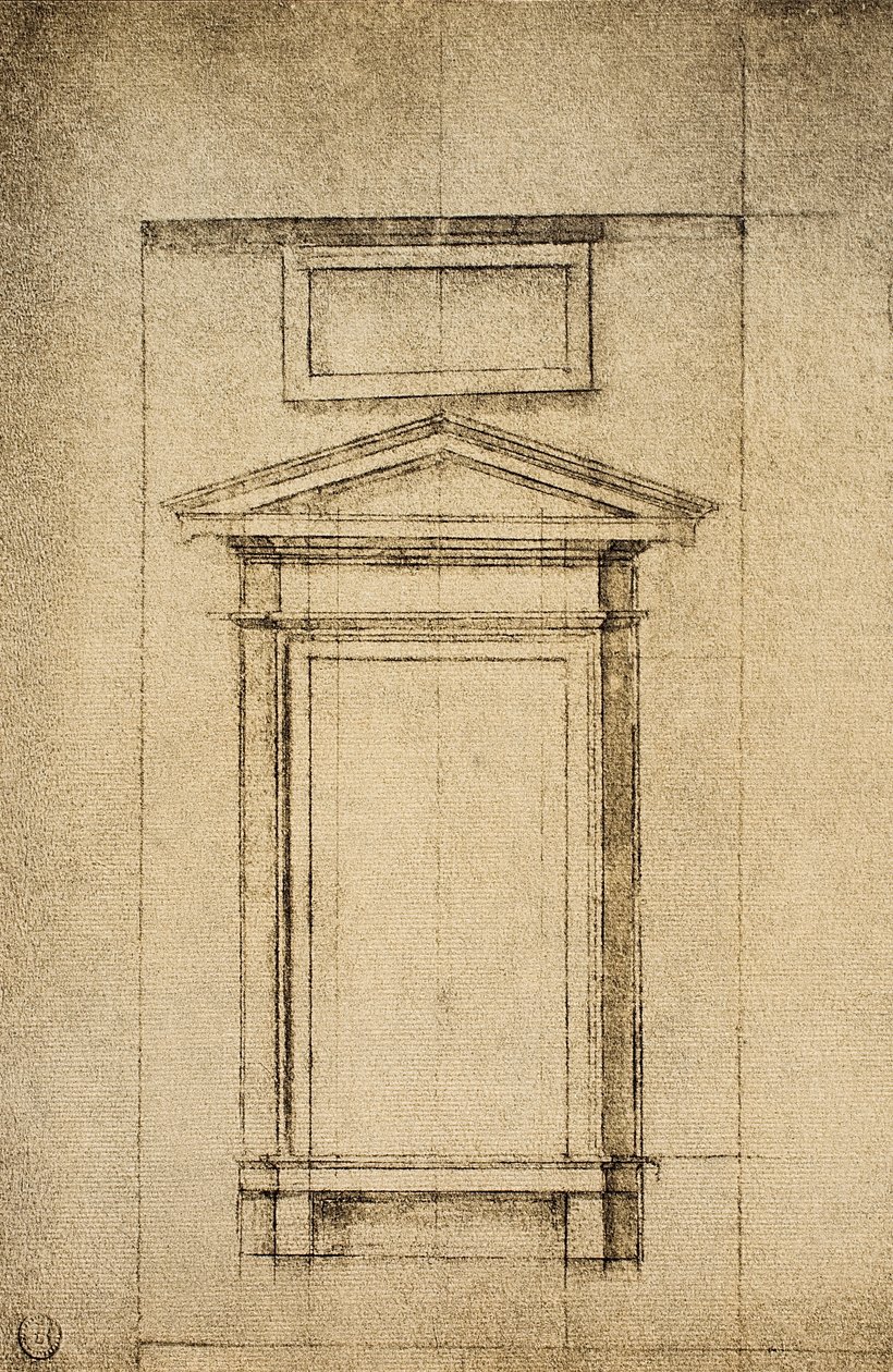 Study for a window of the vestibolo of the Laurentian Library (drawing by Michelangelo) by Michelangelo Buonarroti
