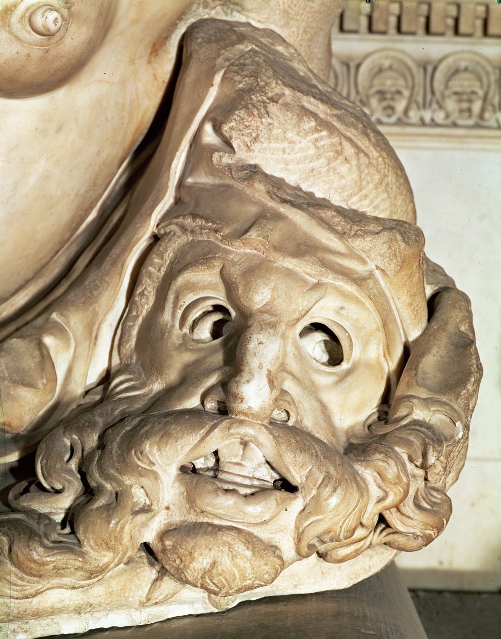 The Tomb of Giuliano de Medici (detail of the Tragic Mask Under the Arm of Night) by Michelangelo Buonarroti