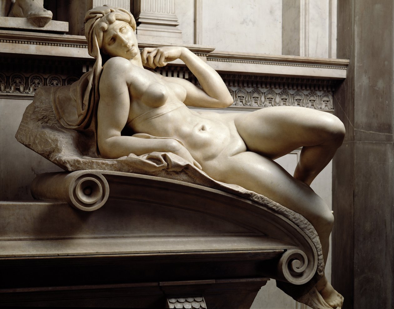 The Tomb of Lorenzo de Medici (detail) by Michelangelo Buonarroti