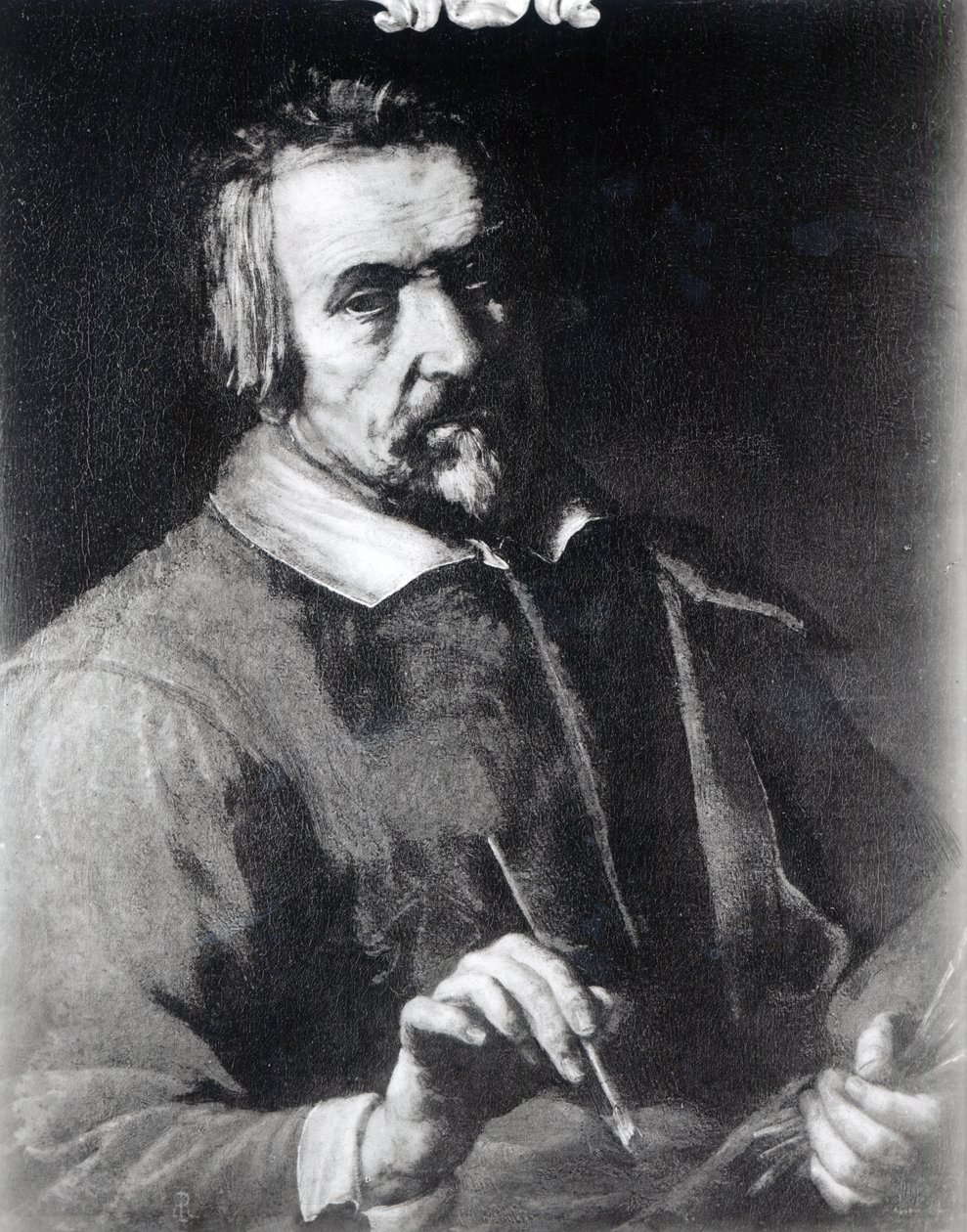 Self-portrait with a paintbrush by Michelangelo Merisi Caravaggio