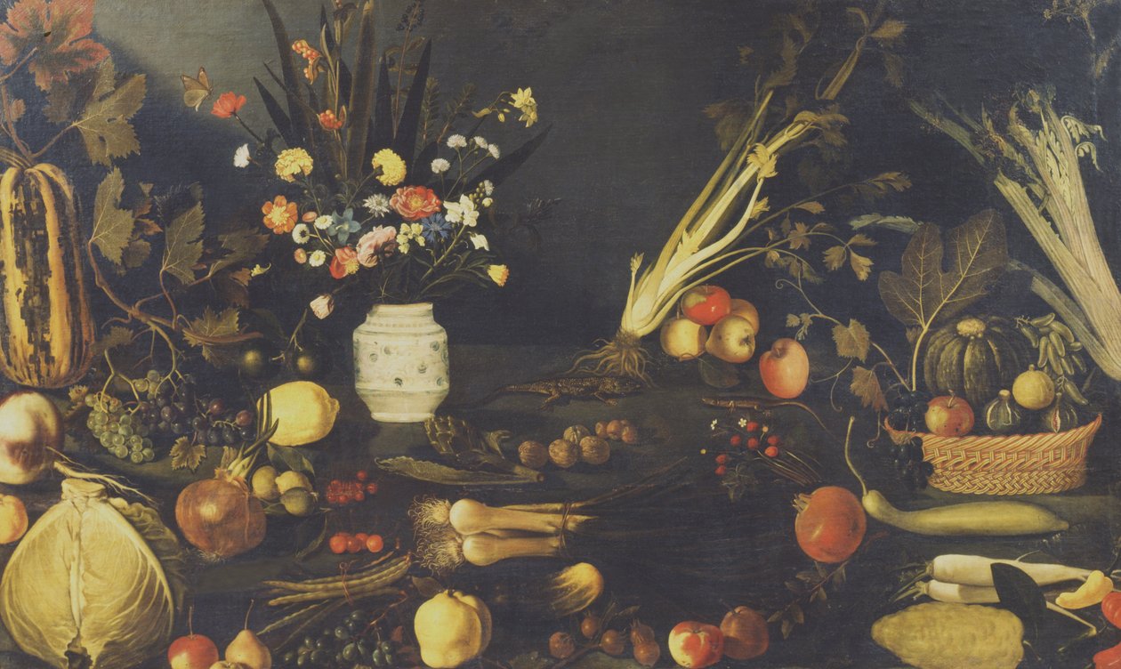Still life of flowers, fruit and vegetables, c.1594 by Michelangelo Merisi Caravaggio