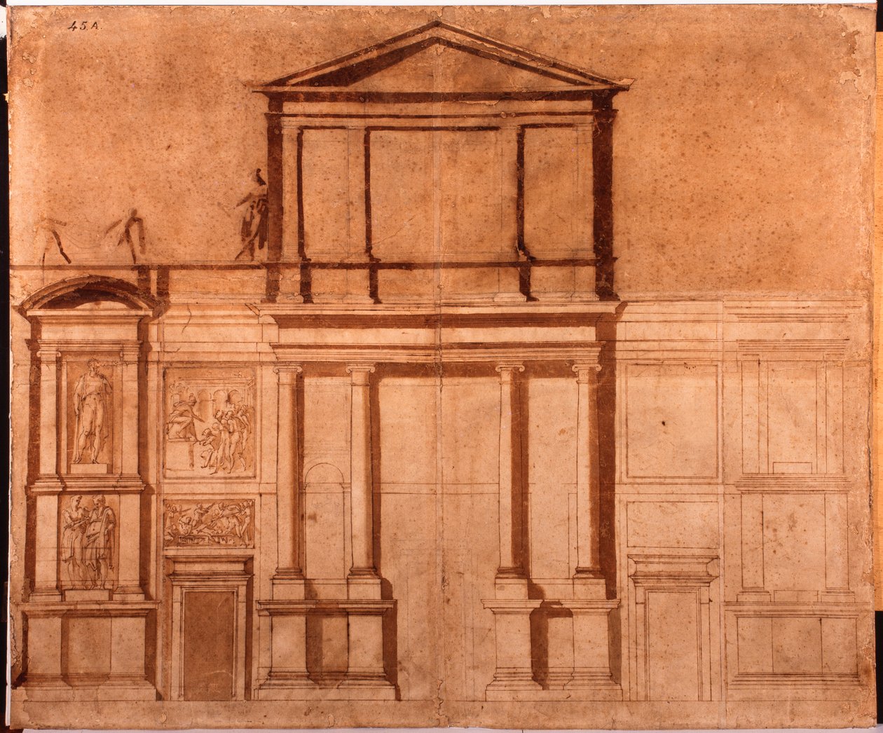 Drawing of the facade of San Lorenzo by Michelangelo (after) Buonarroti