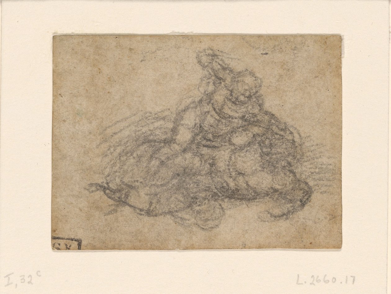 David and Goliath. Verso Ruled Architectural Studies, ca. 1550-1556, I, 32c by Michelangelo