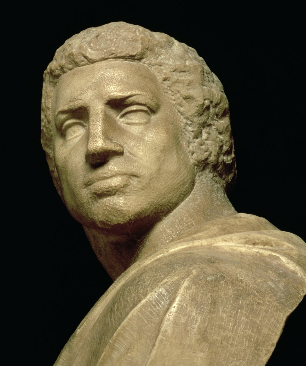 Brutus, detail of head from bust by Michelangelo Buonarroti: (detail) by Michelangelo Buonarroti